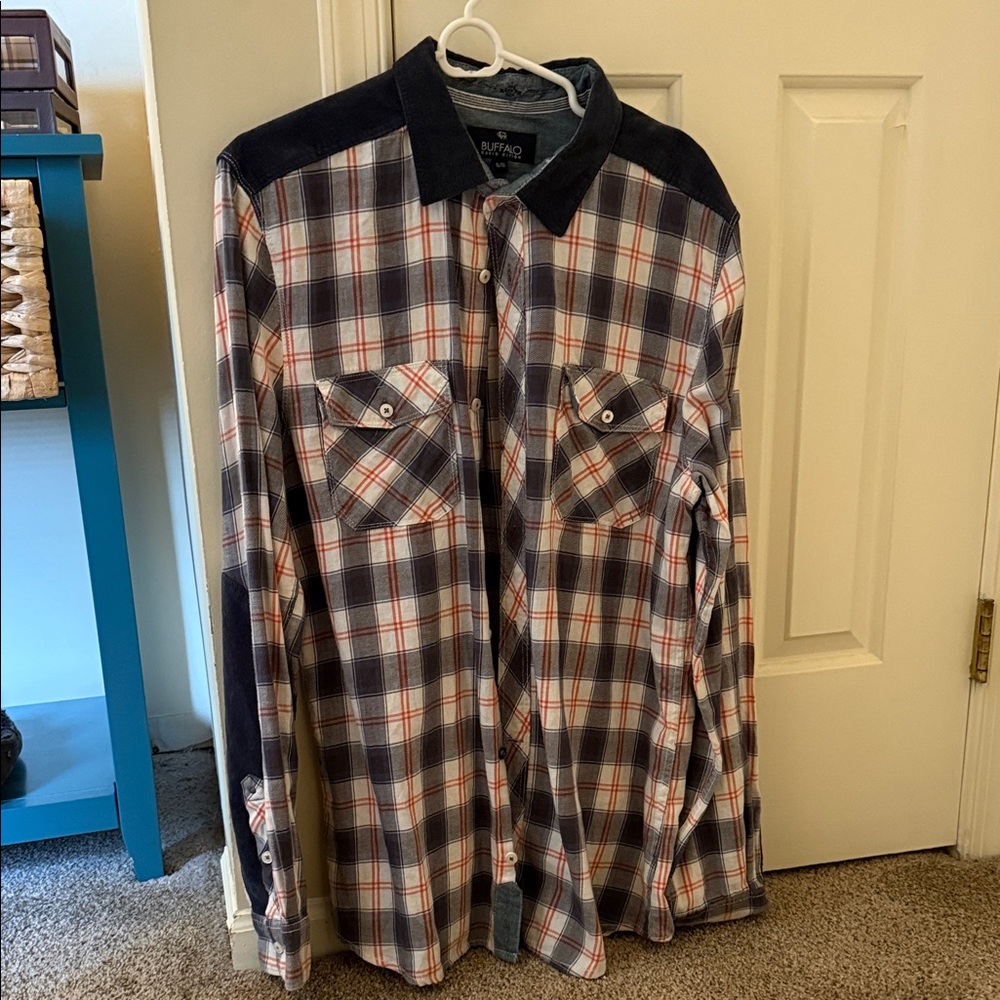 Buffalo David Bitton Navy and Red Plaid Shirt